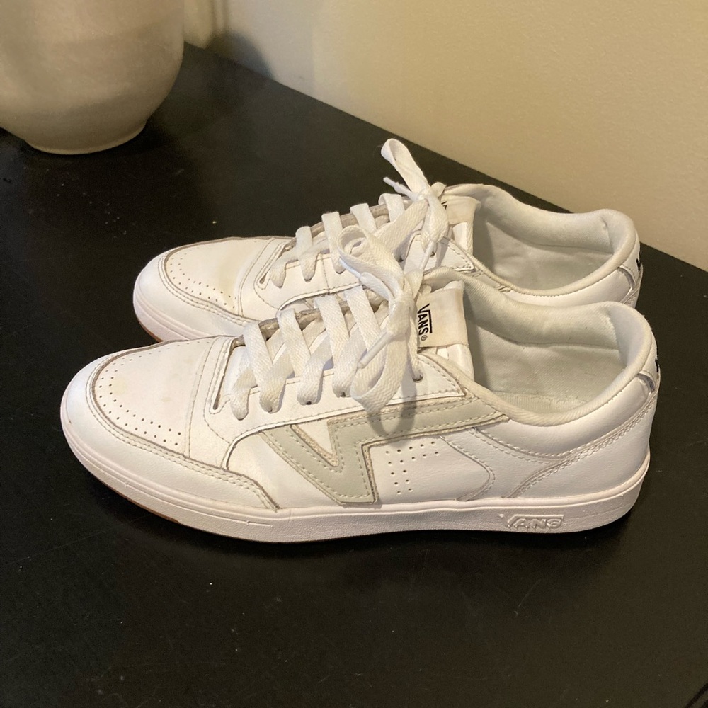 Vans Lowland Comfy Cush  sneakers, white leather, women’s size 10